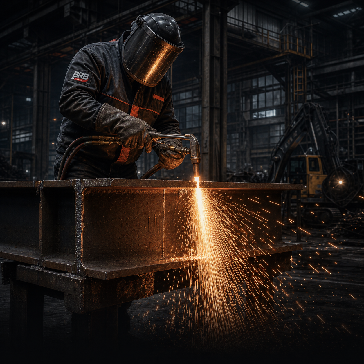 Operatore BRB durante un intervento di demolizione industriale
